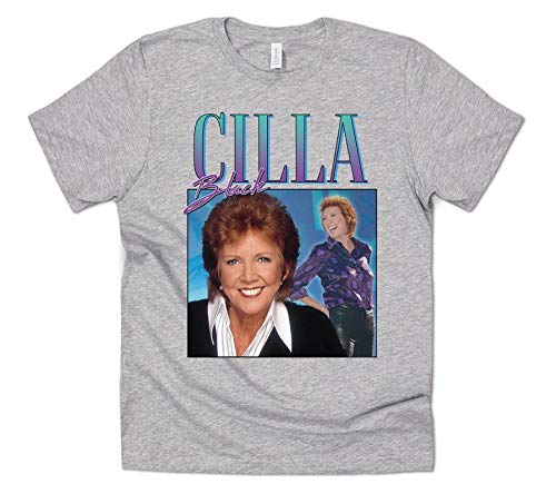 Sanfran Clothing Cilla Black Homage Funny UK TV Presenter Icon Brexit Retro 90's Party Vintage Herren Damen T-Shirt Gr. L, grau von Sanfran Clothing