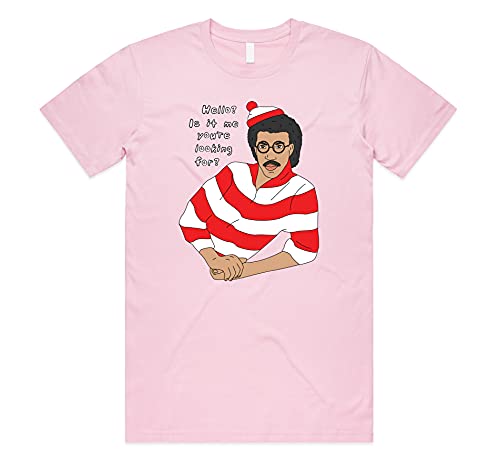 Sanfran Clothing Hello is It Me You're Looking for Funny 90's Lionel Richie Wally T-Shirt, hellrosa, S von Sanfran Clothing