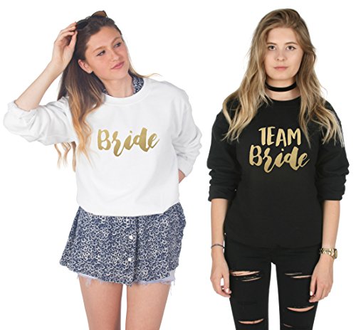 Sanfran – Team Bride Hochzeit Hen Do to Be Party Geschenk Brautjungfer Brautdusche Pullover Pullover, Weiß (Braut), M von Sanfran Clothing