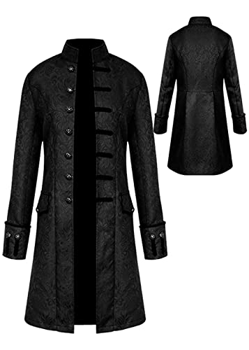 Sangdut Herren Mittelalter Steampunk Halloween Kostüme Männlich Gothic Frock Mantel Viktorianische Hofuniform Renaissance Bottom Vintage Erwachsene Festival Cosplay Frack, Schwarz , L von Sangdut