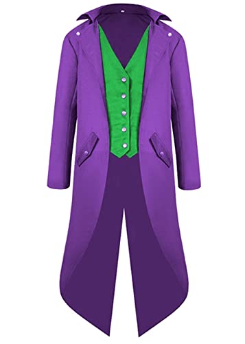 Sangdut Mittelalter Halloween Frack Jacke Kostüme für Herren, Gothic Viktorianische Frock Mantel Uniform, violett, XXXXL von Sangdut