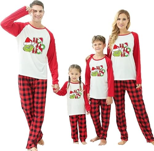 Weihnachts Pyjama Familie Set für Damen Herren Jungen,Weihnachten Schlafanzug Langarm Oberteil und Unterteil Weihnachtsbaum Fun-Nachtwäsche(LMG Jungen,4-5) von Sangdut