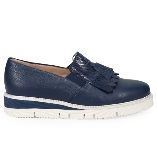Sangiorgio Bequemer blauer Lederschuh mit Fransen und Quasten - 112177 Knöpfen Blau - Gr, blau, 39 EU von Sangiorgio