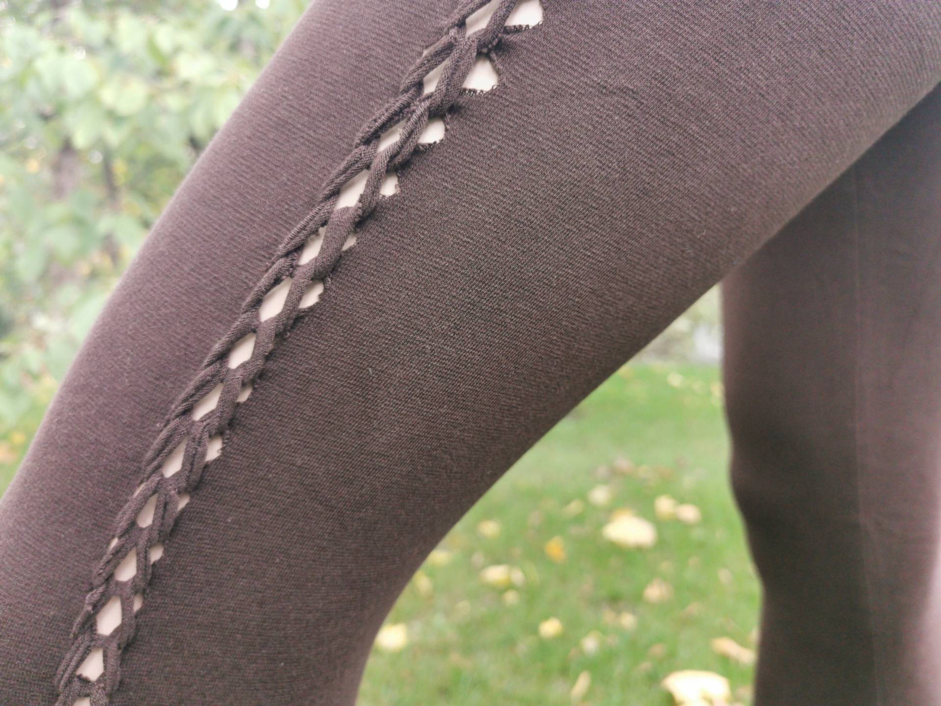 Leggings Weave Cut Out S/M M/L Hippie Gipsy Tanz Goa Ethno Pixie Elfe Fee Braun Festival Nomad Tribe Unifarben Einfarbig Leggings Weave Cut Out S/M M/L Hippie Gipsy Tanz Goa Ethno Pixie Elfe Fee Braun Festival Nomad Tribe Unifarben Einfarbig von SangmoLa