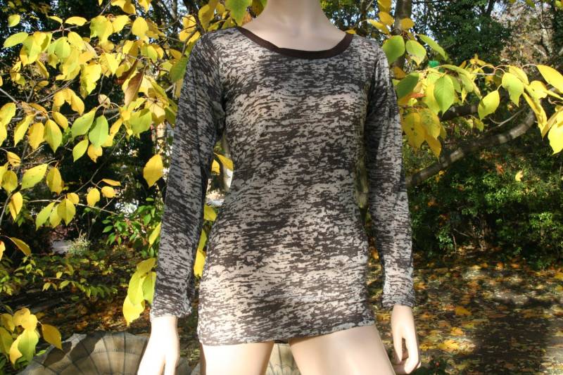 Longsleeve in Ausbrenneroptik 36 - 40 Shirt Langarm Psy Goa Petrol Braun Grün Olive Wald Elfe Fee Langärmelig Langer Arm von SangmoLa