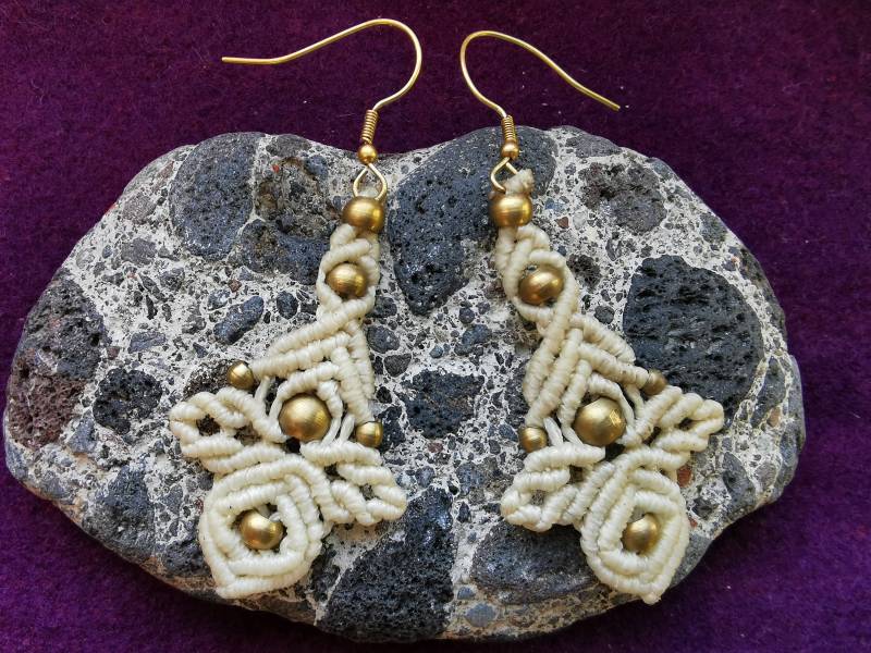 Makramee Ohrringe Ohrhänger Psy Goa Ethno Gipsy Hippie Festival Trance Boho Yoga Spirit Schmuck Fee Elfe Natur von SangmoLa