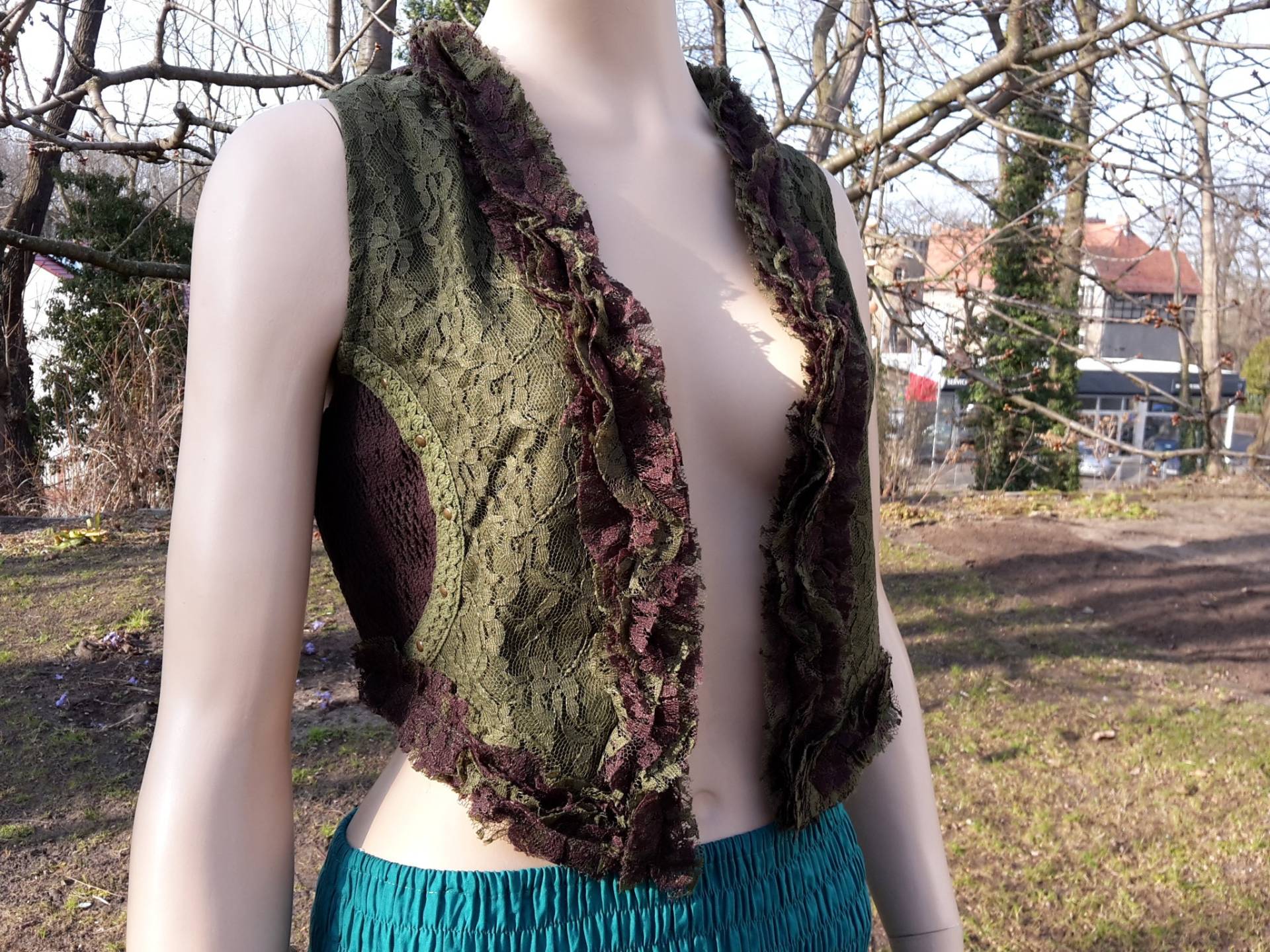 Offene Gipsy Weste Mit Schnürung Und Spitze Psy Goa Olive Braun Ethno Boho Festival Nomad Spirit Xs S M Offene Gipsy Weste Mit Schnürung Und Spitze Psy Goa Olive Braun Ethno Boho Festival Nomad Spirit Xs S M von SangmoLa