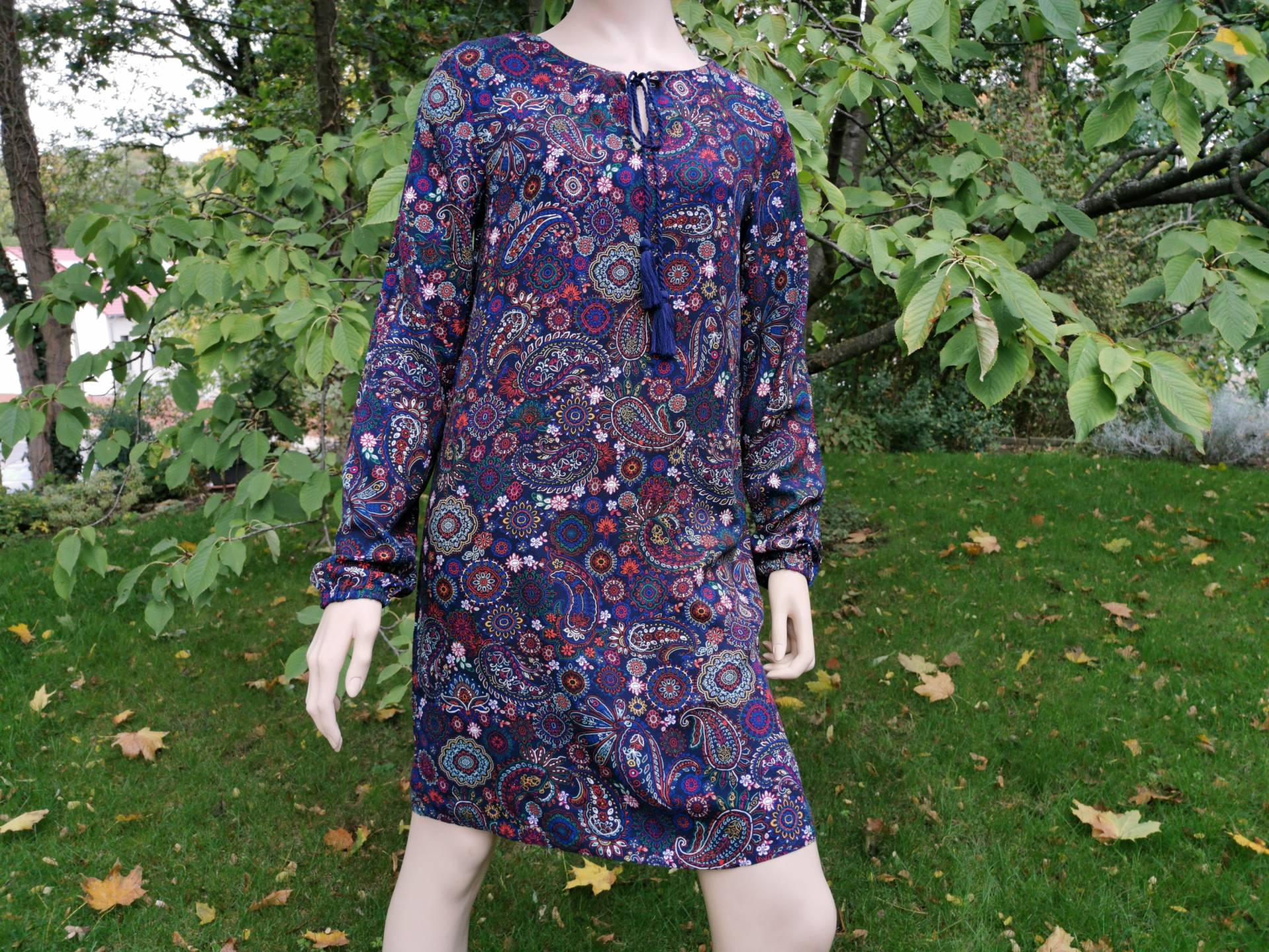 Tunika Bluse Paisley Marine Langärmelig Viskose Weichfließend Ethno Boho Chic S M L Xl Xxl 3Xl Longbluse Minikleid Kurta Tunika Bluse Paisley Marine Langärmelig Viskose Weichfließend Ethno Boho Chic S M L Xl Xxl 3Xl Longbluse Minikleid Kurta von SangmoLa