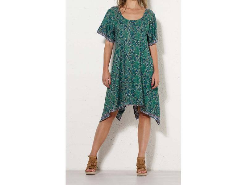 Tunika Kleid Saristoffe S/M Oder L/xl Damen Kurzer Arm Ethno Boho Weit Lässig Bequem Sommerkleid Kurta Vegan von SangmoLa