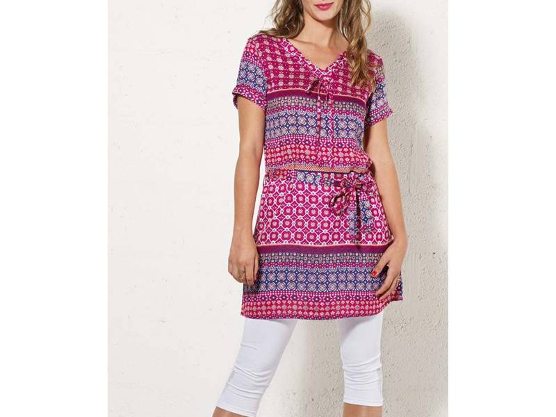 Tunika Kleid Viskose S-3xl Ethno Gemustert Hippie Patchwork Sommer Damen Minikleid Plusgröße Psy Goa Spirit Vegan Festival Boho Nomad von SangmoLa