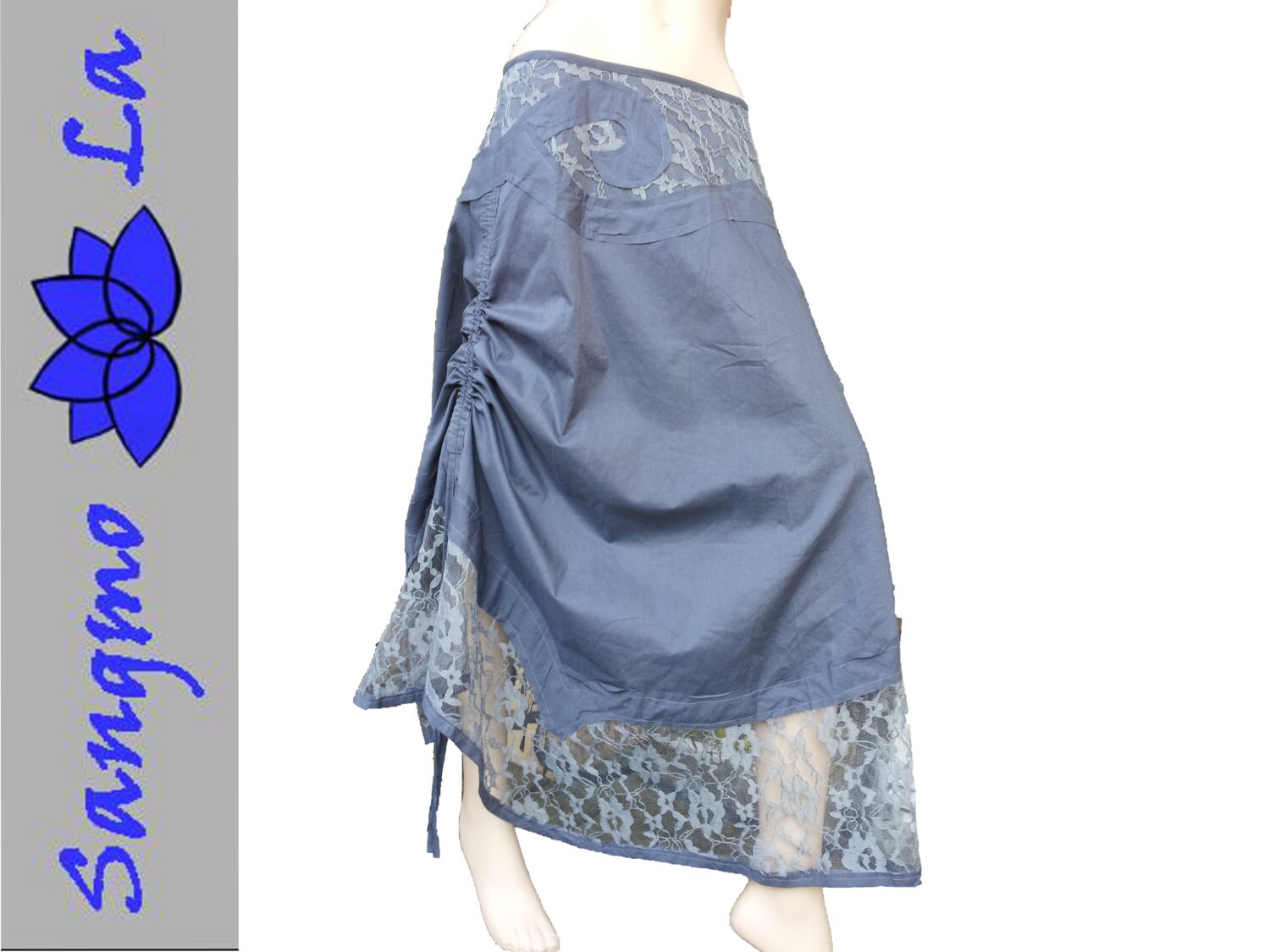 Wickelrock Mit Spitze Gr. 36 38 40 Rock Lang Psy Goa Gipsy Ethno Bohemian Grau Fee Elfe Festival Boho Wickelrock Mit Spitze Gr. 36 38 40 Rock Lang Psy Goa Gipsy Ethno Bohemian Grau Fee Elfe Festival Boho von SangmoLa
