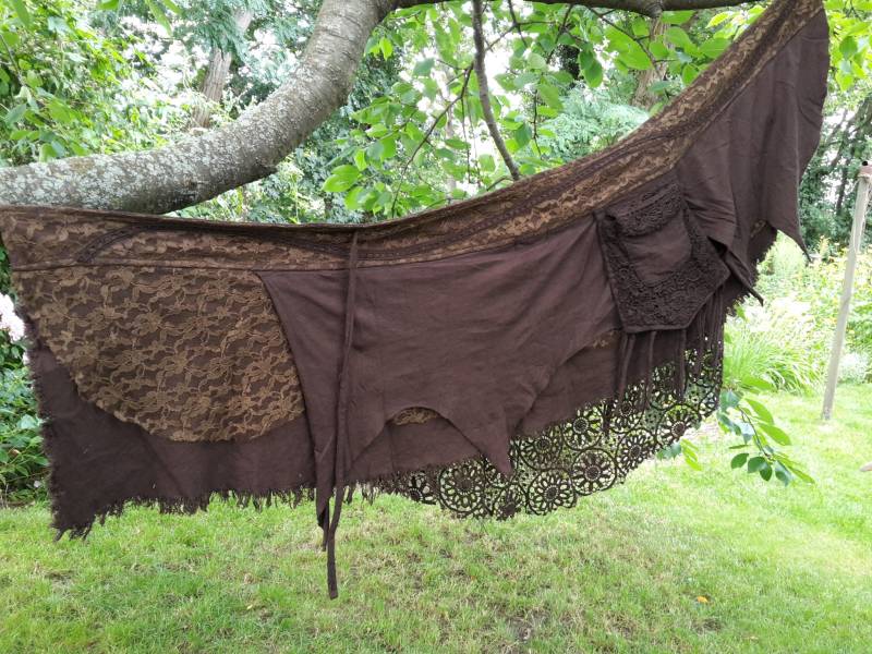 Zipfelrock Lagenrock Elements Tribe Nomad Fairy Psy Goa Gipsy Pixie Xs S M Schwarz Braun Grün Vintage von SangmoLa