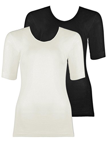Sangora 2er Sparpack Damen-Unterhemd 8010810 = XXL in Schwarz-wollweiss von Sangora