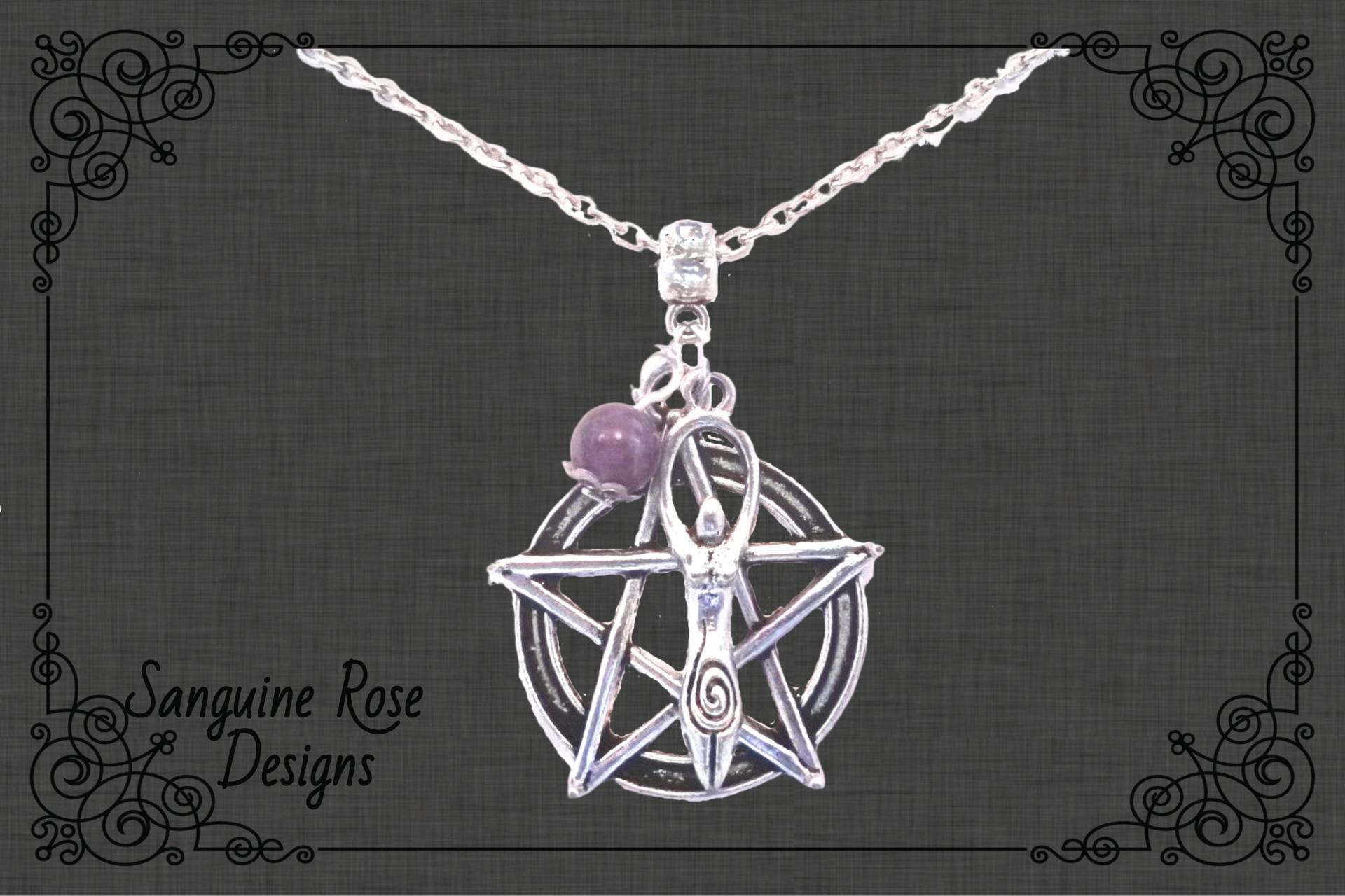Amethyst Pentagramm Göttin Halskette | Edelstein Wicca Anhänger von SanguineRoseDesigns