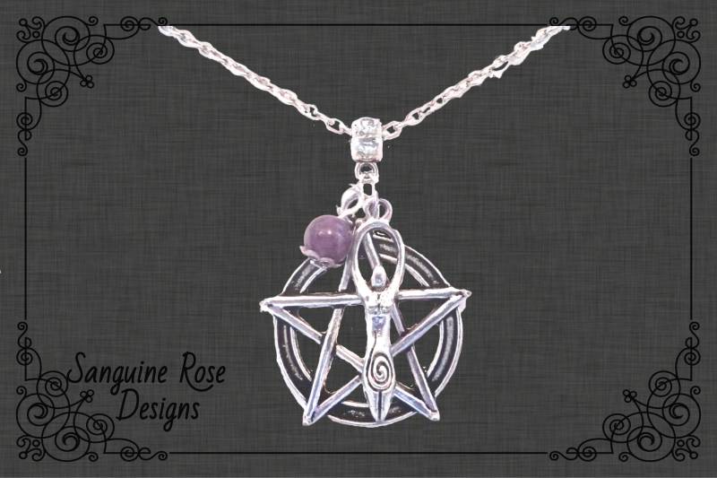 Amethyst Pentagramm Göttin Halskette | Edelstein Wicca Anhänger von SanguineRoseDesigns