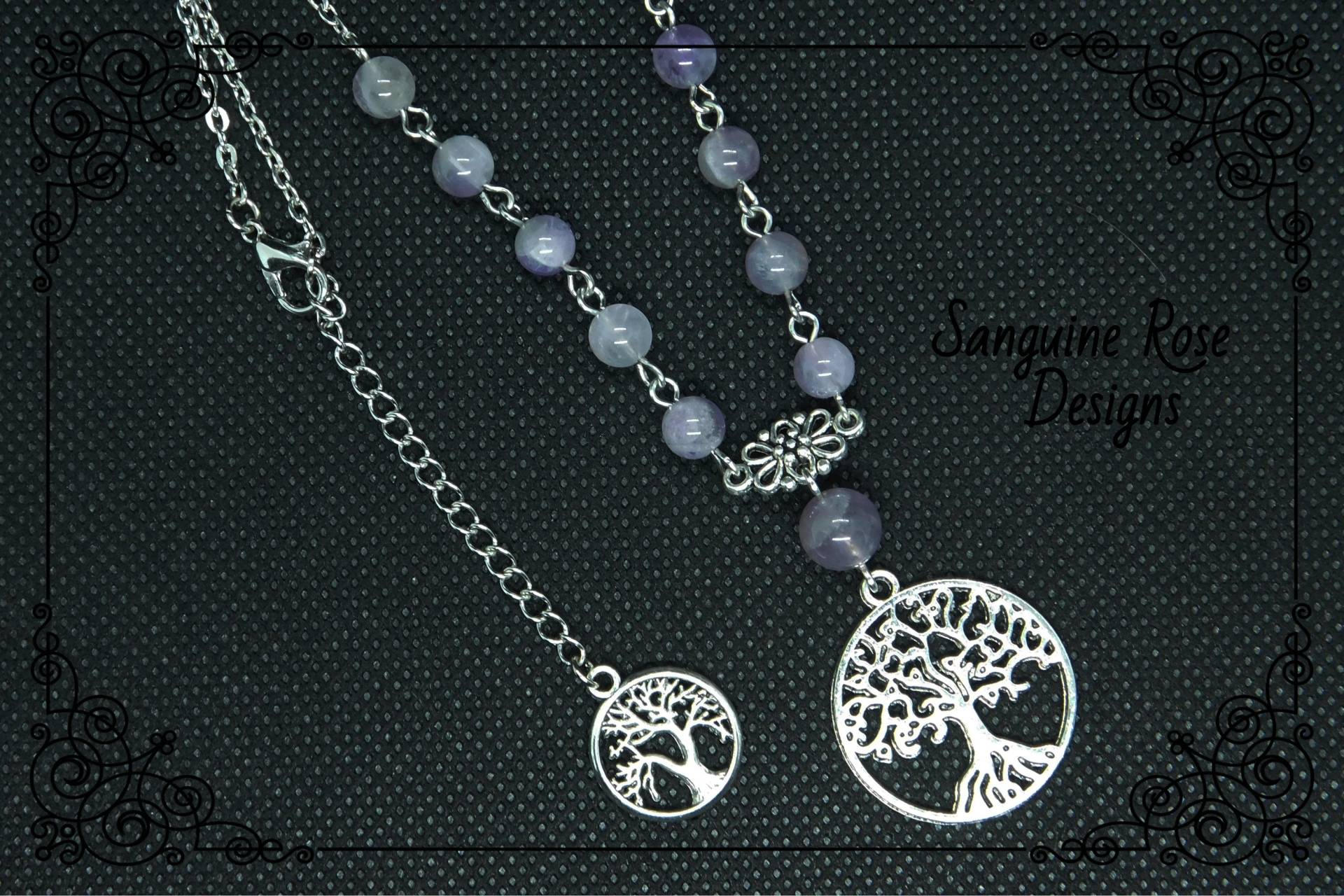 Baum Des Lebens Amethyst Halskette Anhänger, Pagan Halskette, Wicca Perlen von SanguineRoseDesigns