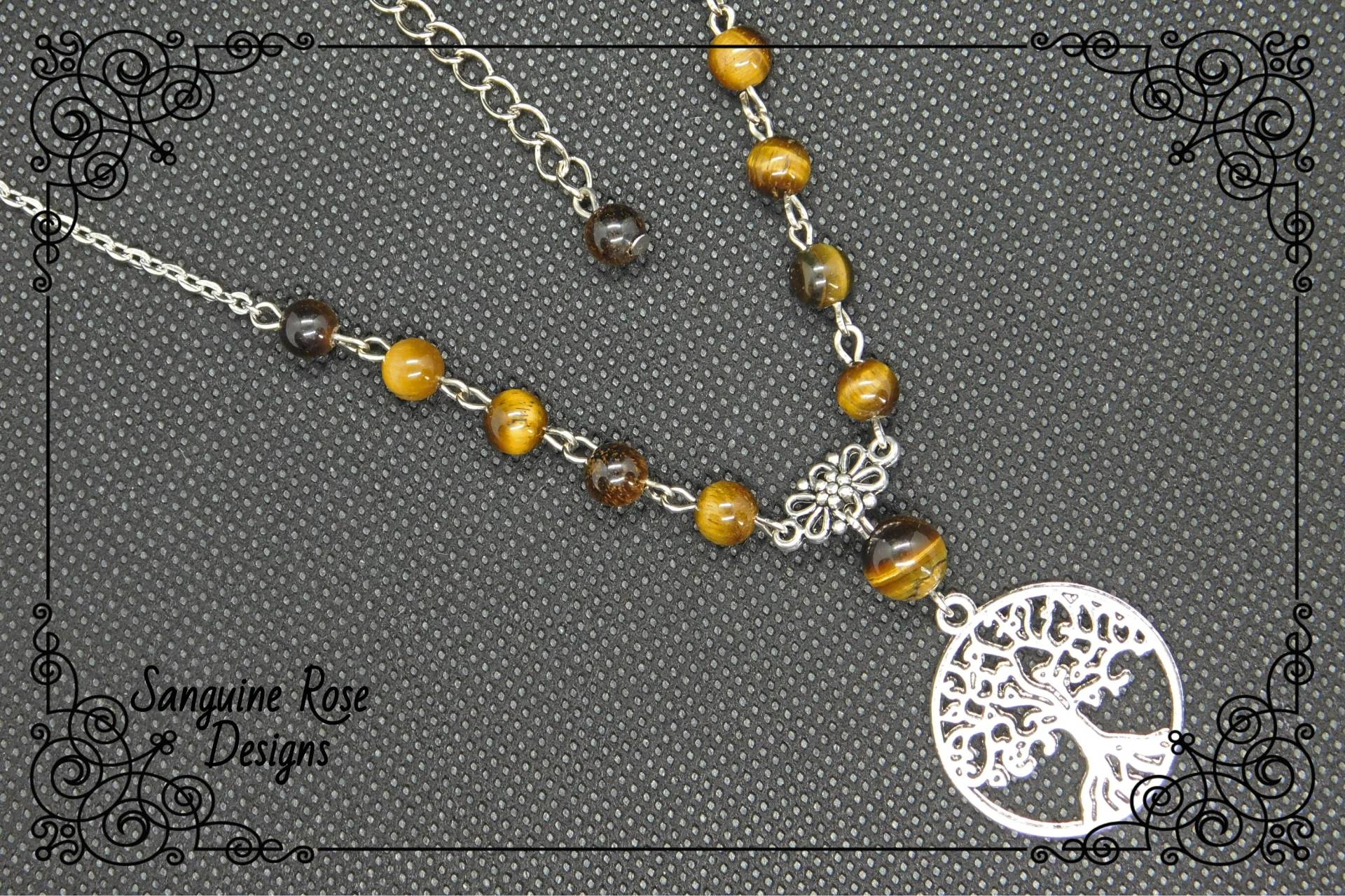 Baum Des Lebens Tigerauge Perlen Halskette - Pagan Wicca Anhänger von SanguineRoseDesigns