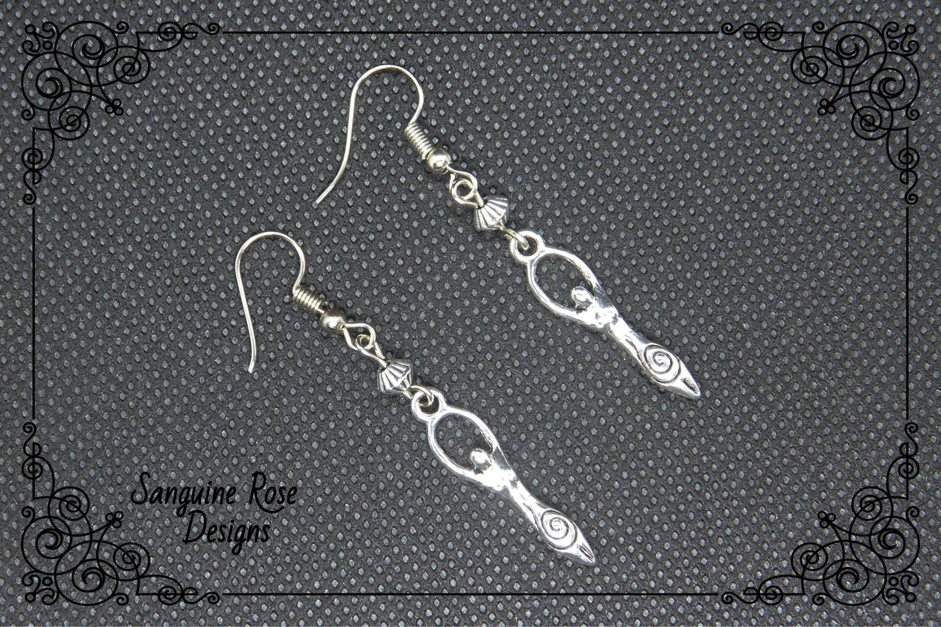 Göttin Silber Ohrringe, Pagan Wicca Ohrclip Oder Durchbohrte Ohrringe, Göttin Schmuck von SanguineRoseDesigns