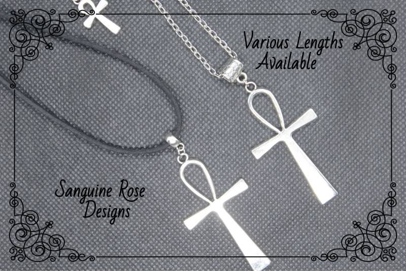 Gothic Anch Silber Halskette, Samt Kordel Oder Kette von SanguineRoseDesigns
