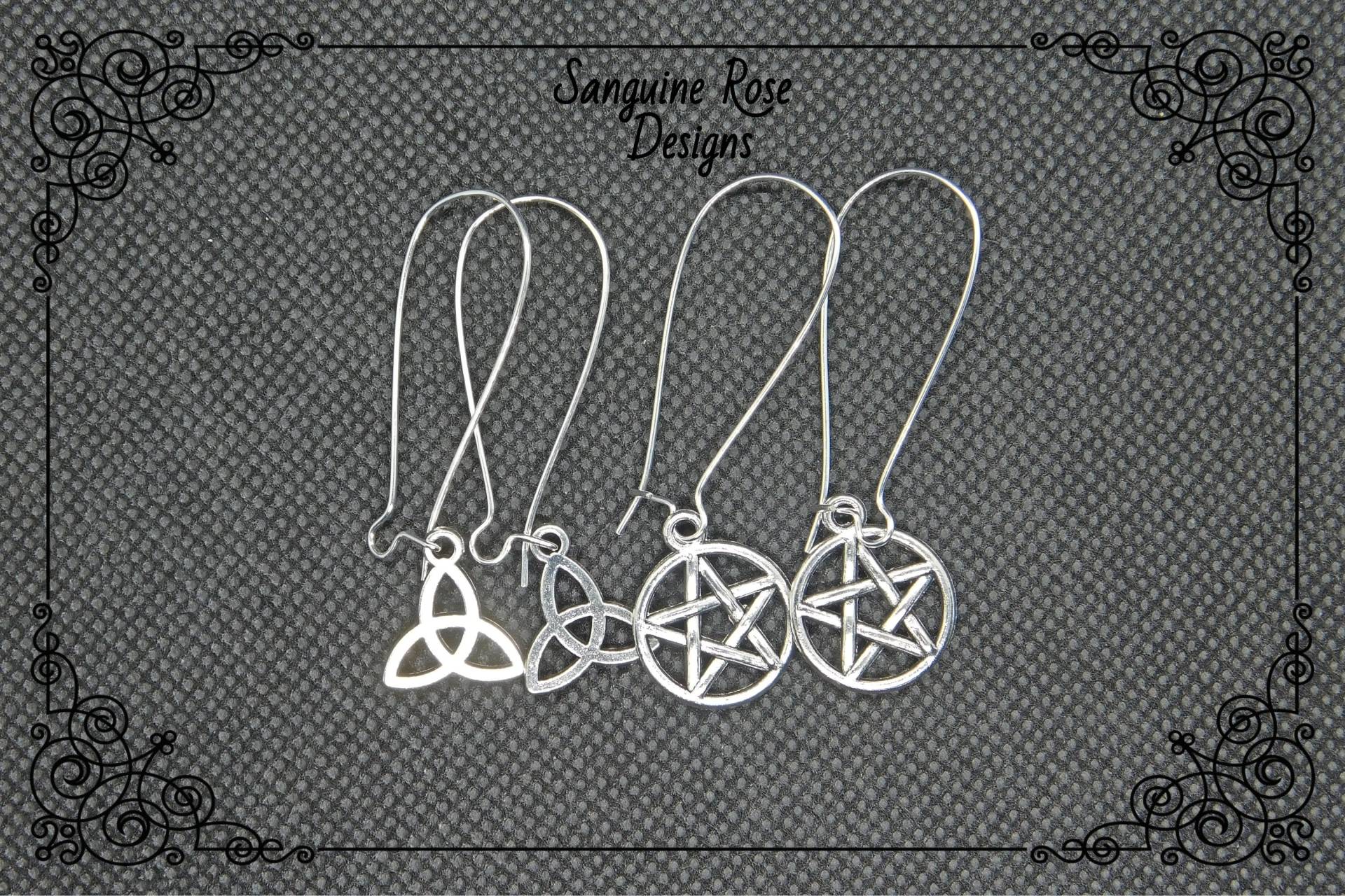 Pentagramm Triquetra Ohrringe, Pagan Wicca Schmuck von SanguineRoseDesigns