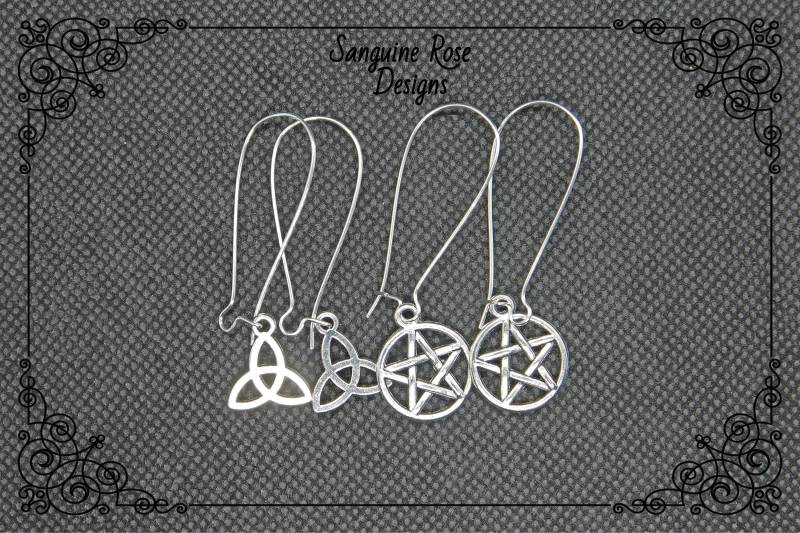 Pentagramm Triquetra Ohrringe, Pagan Wicca Schmuck von SanguineRoseDesigns