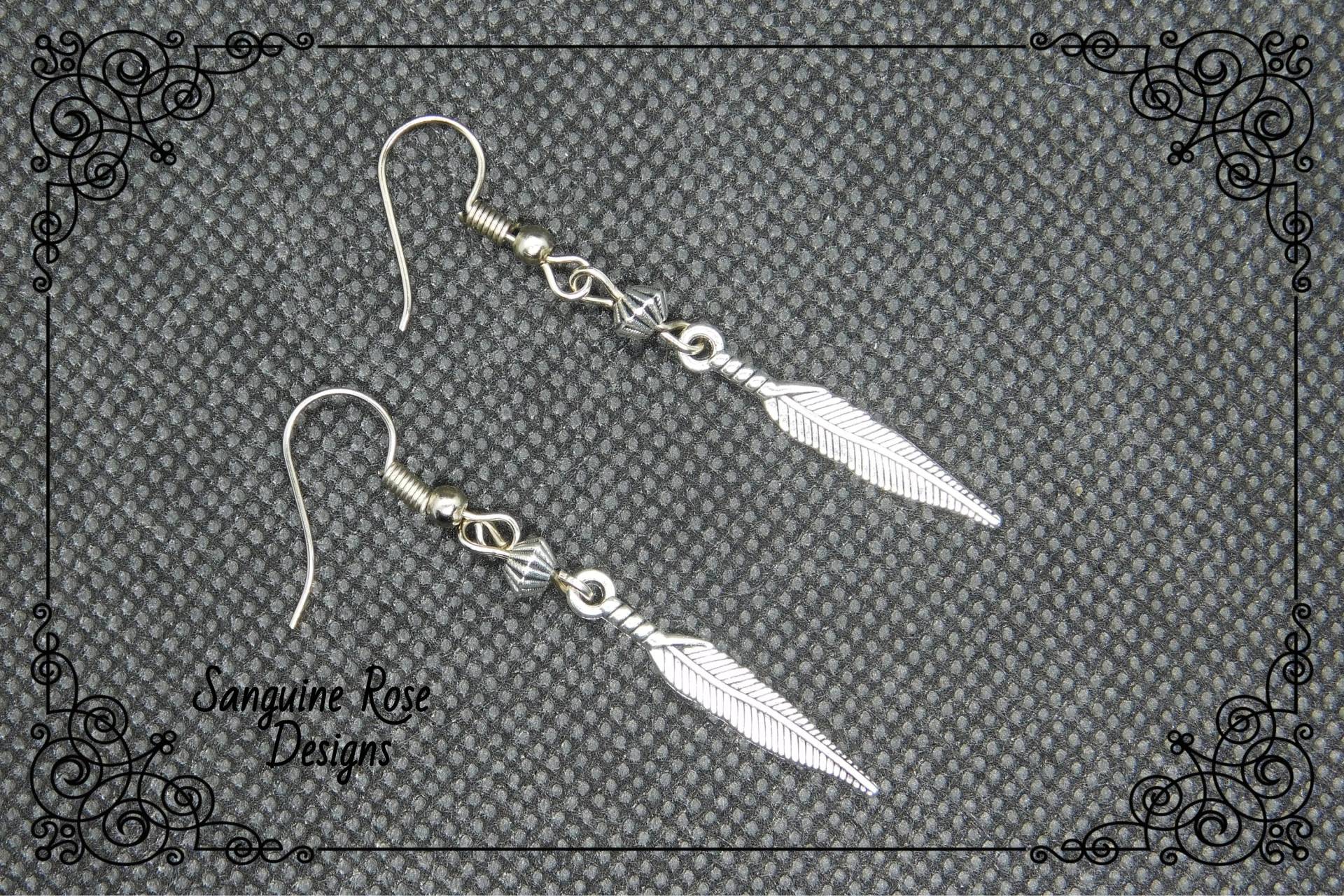 Silber Feder Ohrringe, Pagan Wicca Boho Schmuck von SanguineRoseDesigns