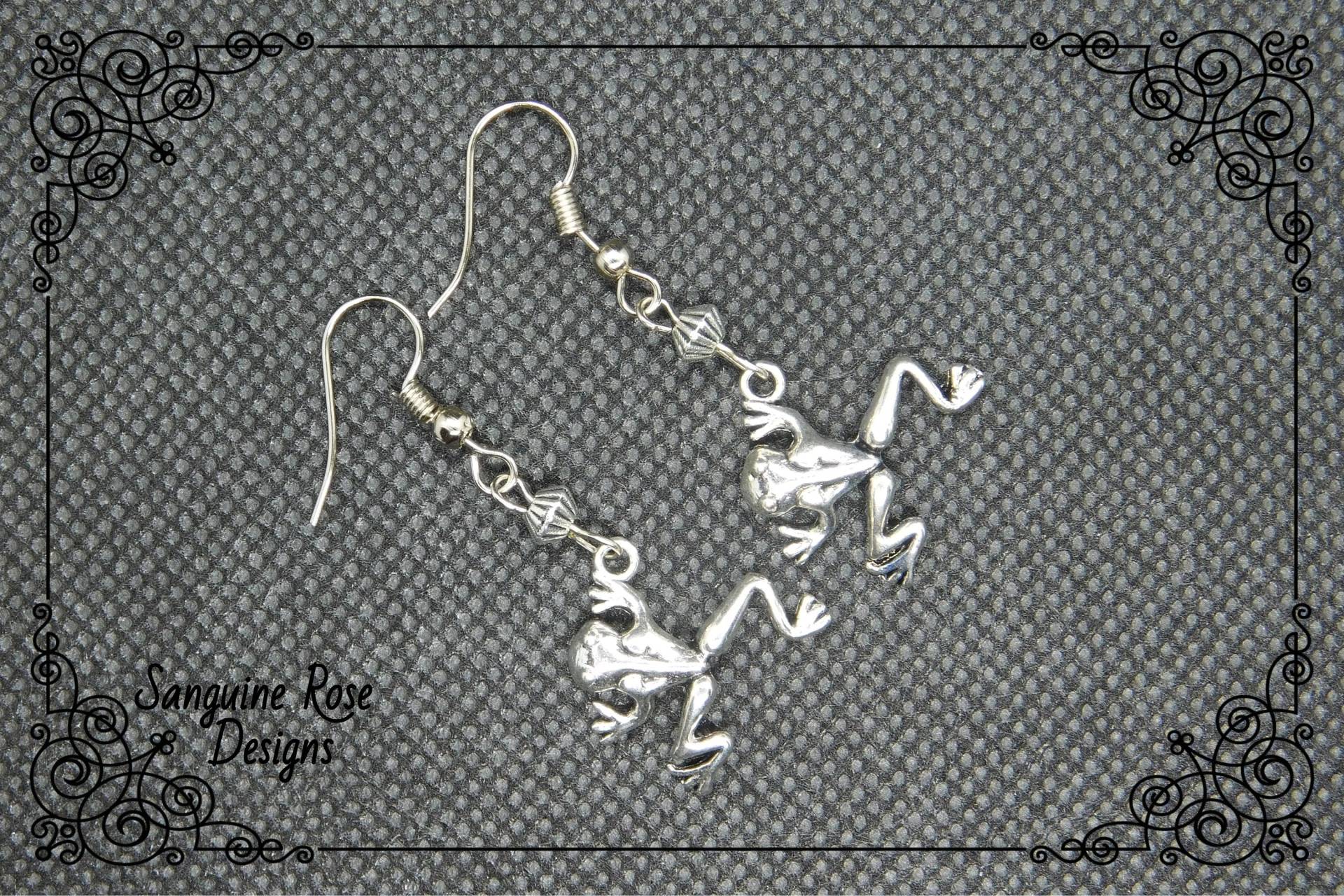 Silber Frosch Ohrringe, Clip Oder Frosch Ohrringe, Pagan Wicca Silberohrringe, Charm Ohrringe von SanguineRoseDesigns