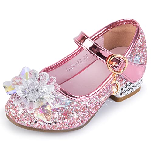 Sangyn Kristall Elsa Schuhe stöckelschuhe glitzerschuhe für mädchen Prinzessin Cosplay Schuhe Glitzer Sandalen Pailletten Hochzeiten Klett Sandalen für Fest Fasching Geburtstag von Sangyn