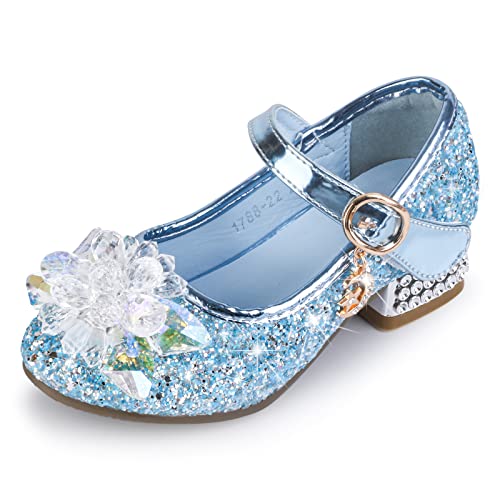 Sangyn Kristall Elsa Schuhe stöckelschuhe glitzerschuhe für mädchen Glitzer Sandalen Pailletten Prinzessin Cosplay Schuhe Hochzeiten Klett Sandalen für Fest Fasching Geburtstag von Sangyn