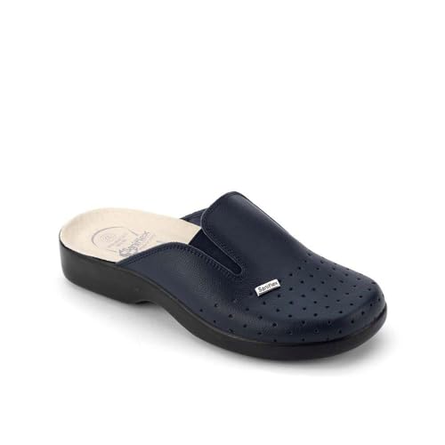 Saniflex 2921-10 Zertifizierte Medizinische Lederschuhe Clog Pantolette Komfortschuhe Hausschuhe, Herren, Blau, EU 43 Saniflex 2921-10 Zertifizierte Medizinische Lederschuhe Clog Pantolette Komfortschuhe Hausschuhe, Herren, Blau, EU 43 von Saniflex