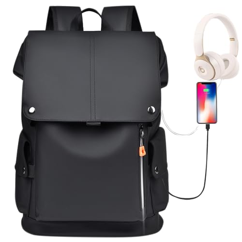 Sanilinwild Rolltop Rucksack Herren Damen Wasserdicht/Wasserdicht & Anti-Diebstahl, für Uni Reisen Freizeit Job-passend für 17,3 Zoll, Camping, College,Arbeit Reisen Freizeit (Schwarz) von Sanilinwild