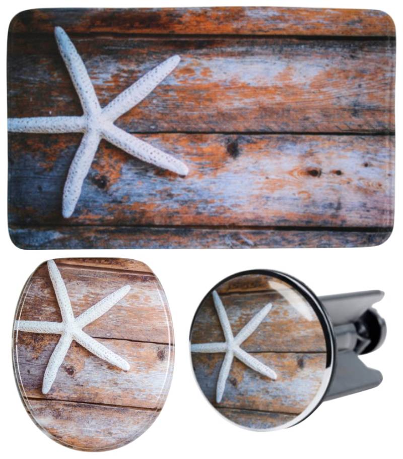 Sanilo Badaccessoire-Set "Bahia" bestehend aus WC-Sitz, Badteppich und Waschbeckenstöpsel von Sanilo