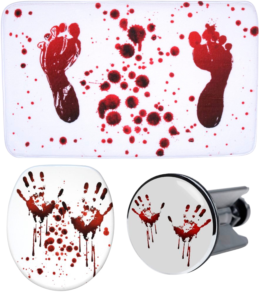 Sanilo Badaccessoire-Set "Blood", (Komplett-Set, 3 tlg.), bestehend aus WC-Sitz, Badteppich und Waschbeckenstöpsel von Sanilo