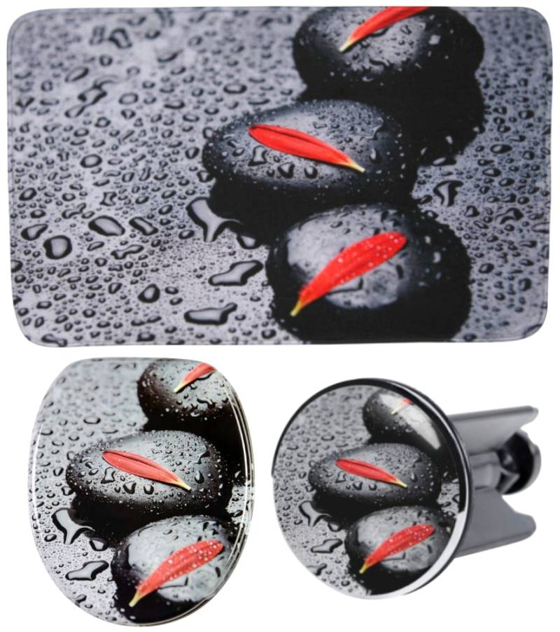 Sanilo Badaccessoire-Set "Elegance" bestehend aus WC-Sitz, Badteppich und Waschbeckenstöpsel von Sanilo