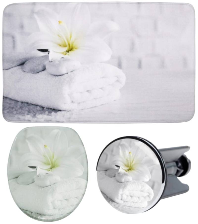 Sanilo Badaccessoire-Set "Good Feeling" bestehend aus WC-Sitz, Badteppich und Waschbeckenstöpsel von Sanilo