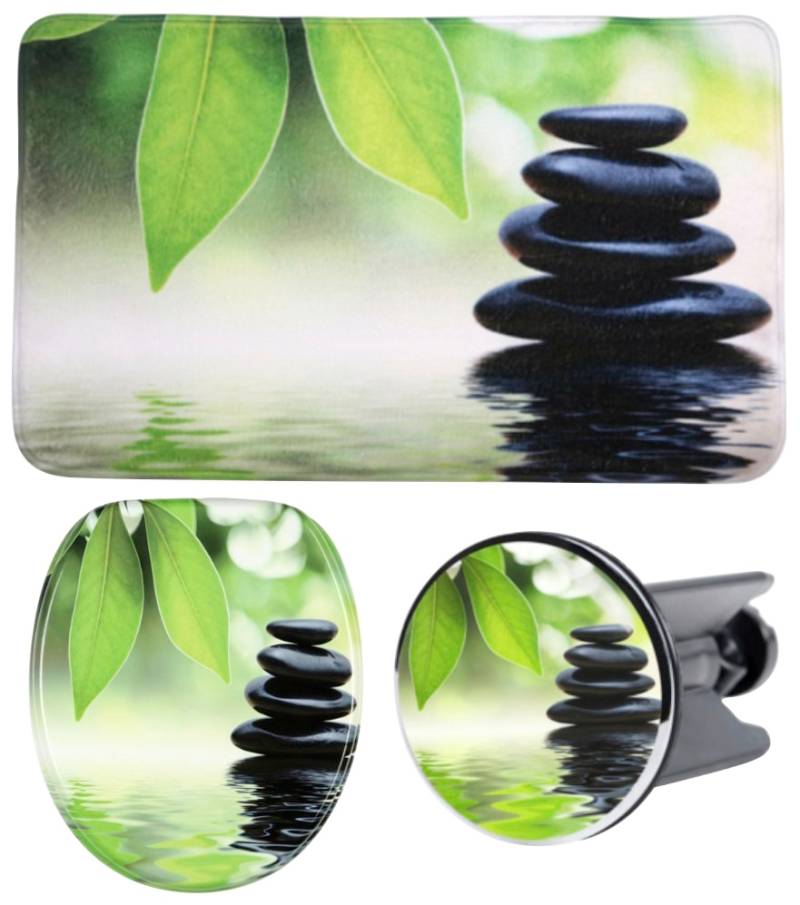 Sanilo Badaccessoire-Set "Harmony" bestehend aus WC-Sitz, Badteppich und Waschbeckenstöpsel von Sanilo