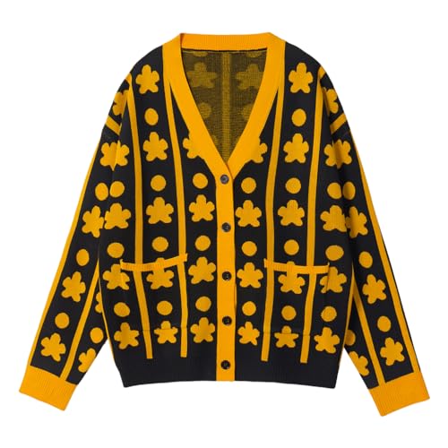 Anime Trafalgar D. Water Law Sweater Cardigan Mantel Strickjacke Open Front Button Sweaters für Erwachsene, gelb, XXL/3XL von Saniplaycos