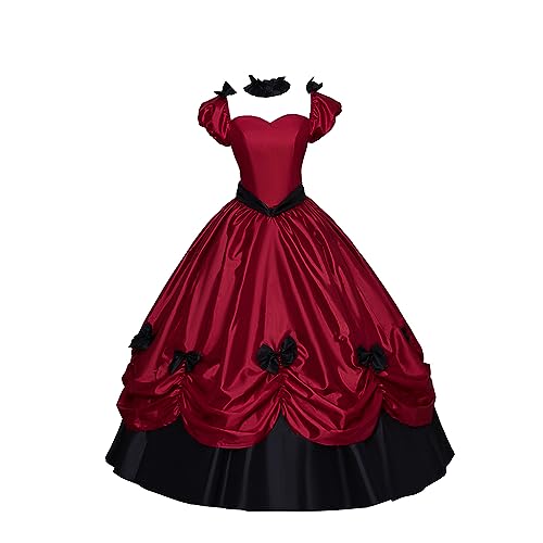 Damen Gothic Viktorianisches Rokoko Kleid Bürgerkrieg Southern Belle Tea Party Ballkleid Mittelalter Abendkleid, Rot/Ausflug, einfarbig (Getaway Solids), X-Groß von Saniplaycos