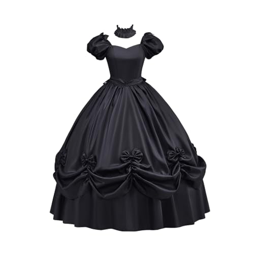 Damen Gothic Viktorianisches Rokoko Kleid Bürgerkrieg Southern Belle Tea Party Ballkleid Mittelalter Abendkleid, Schwarz, XX-Large von Saniplaycos