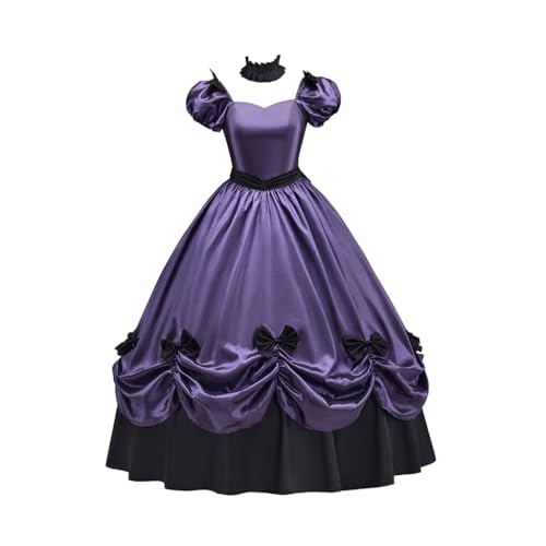 Damen Gothic Viktorianisches Rokoko Kleid Bürgerkrieg Southern Belle Tea Party Ballkleid Mittelalter Abendkleid, Violett, Groß von Saniplaycos