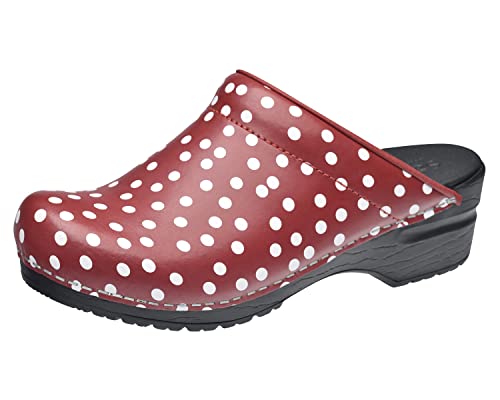 Sanita | Fenja offener Clog | Original handgemacht | Flexible Leder-Clogs für Damen | Anatomisch geformtes Fußbett mit weichem Schaum | Rot | 37 EU von Sanita