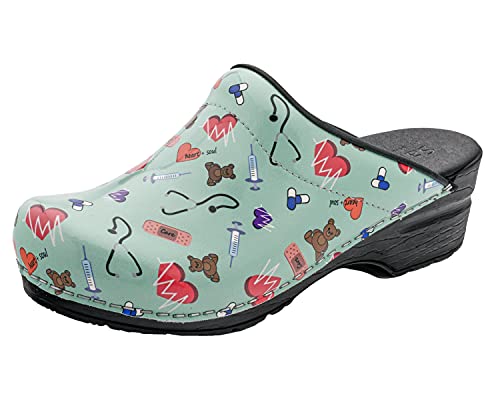 Sanita | Care offener Clog, Lackleder | Original handgemacht | Flexible Leder-Clogs für Damen | Anatomisch geformtes Fußbett mit weichem Schaum | Türkis | 37 von Sanita