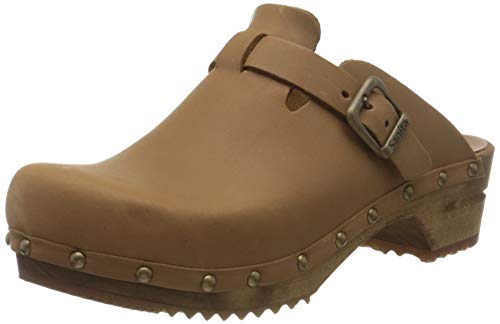 Sanita Kristel Offener Clogs | Original handgemacht | Leder-Holzclogs für Damen | Hellbraun | EU 38 von Sanita