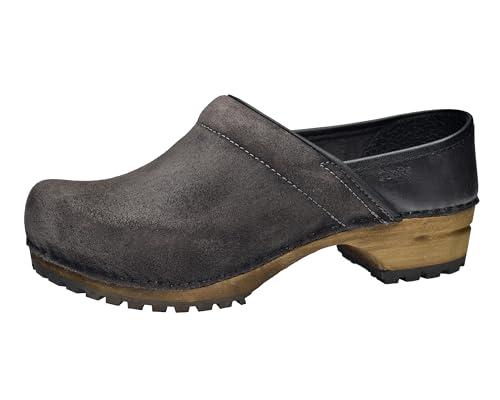 Sanita | Nanna Geschlossener Clog | Original hangemacht | Lederclog mit Holzsohle für Damen | Grau | 42 von Sanita