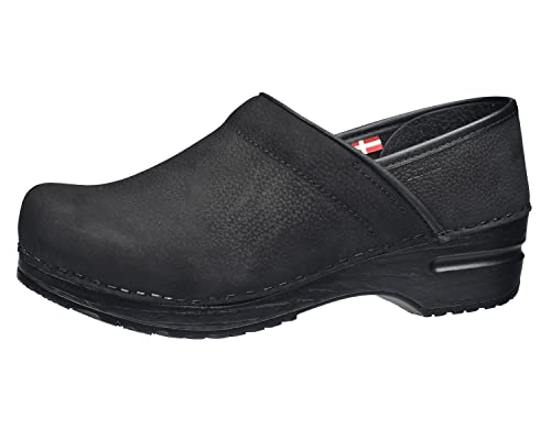 Sanita | Professional geschlossener Clog, geöltes Leder | Original handgemacht für Damen | Anatomisch geformtes Fußbett mit weichem Schaum | Schwarz | 36 EU von Sanita