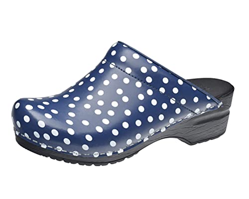 Sanita | Fenja offener Clog | Original handgemacht | Flexible Leder-Clogs für Damen | Anatomisch geformtes Fußbett mit weichem Schaum | Blau | 38 EU von Sanita