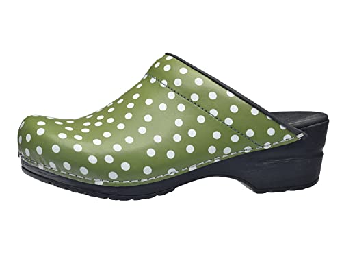 Sanita | Fenja offener Clog | Original handgemacht | Flexible Leder-Clogs für Damen | Anatomisch geformtes Fußbett mit weichem Schaum | Grün | 37 EU von Sanita