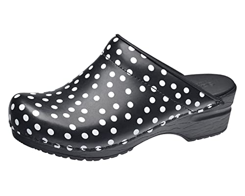 Sanita | Fenja offener Clog | Original handgemacht | Flexible Leder-Clogs für Damen | Anatomisch geformtes Fußbett mit weichem Schaum | Schwarz | 38 EU von Sanita