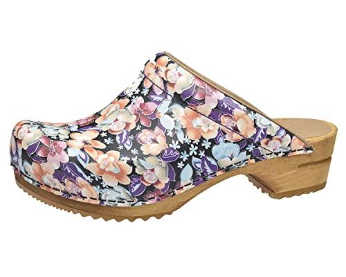 Sanita Flok offener Clog | Original handgemacht | Leder-Holzclogs für Damen | Nachhaltige Sohle | Mehrfarbig | 41 EU von Sanita