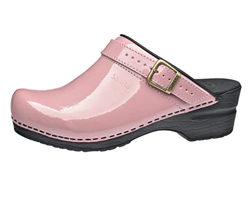 Sanita | Freya offener Clog | Original handgemacht | Flexible Leder-Clogs für Damen | Anatomisch geformtes Fußbett mit weichem Schaum | Verstellbarer Fersenriemen | Pink | 36 EU von Sanita